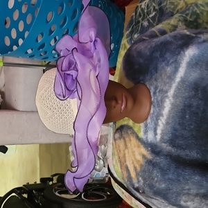 Cream and purple summer hat